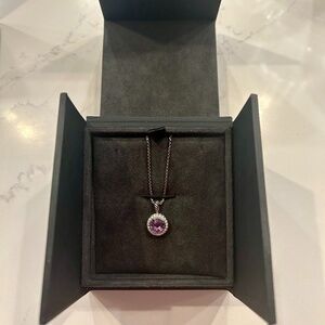 David Yurman 925 (Sterling Silver) Amethyst Diamond Cerise Pendant Necklace 17"